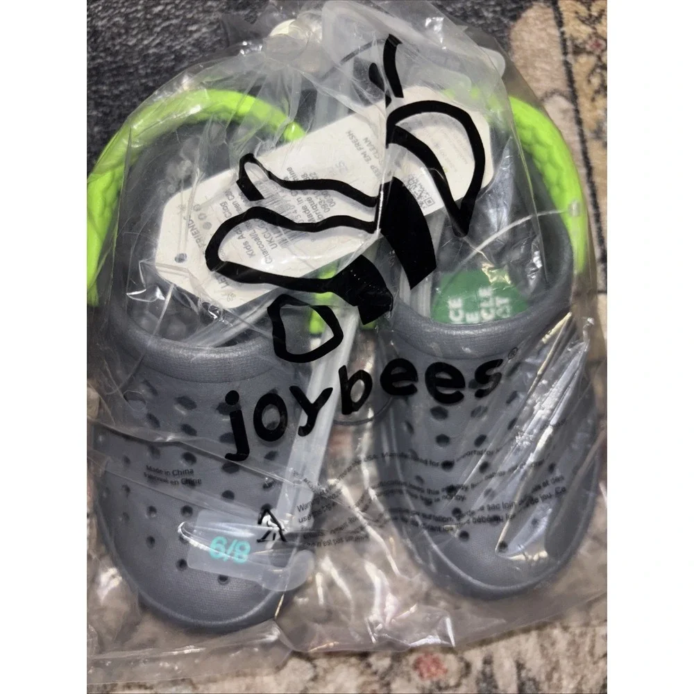 Joybees Toddler Harper Slip-On Clogs Charcoal Gray/Lime - Kids Toddler Size 8 9